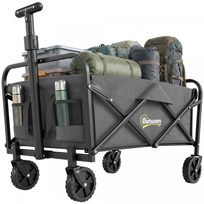 Outsunny Chariot de Jardin Pliable, Chariot Utilitaire, Gris