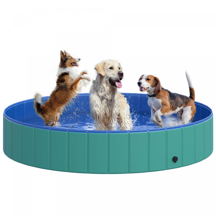 Pawhut Piscine De Bain Pour Chien En Pvc Pliable Portable Pour Enfants Pour Animaux De Compagnie, Baignoire Pour Chiots Exterieure/interieure Avec Fond Antiderapant Pour Chiens Et Chats