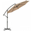 Costway Parasol deporte 10 FT pour terrasse avec 8 baleines, base croisee, inclinable, marron