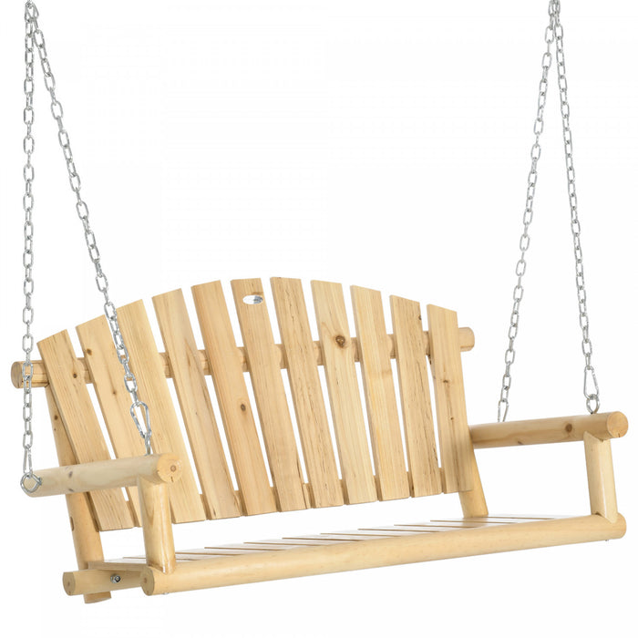 Outsunny Balancoire De Porche En Bois 2 Places Suspendu Avec Chaines