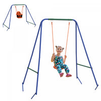 Outsunny 2 En 1 Toddler Swing Set, Balancoire En Metal Avec Harnais De Securite Pour Bebe, Enfants D