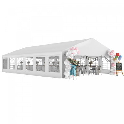 Outsunny 23' x 39' Heavy Duty Large Wedding Tent with Sidewalls, White