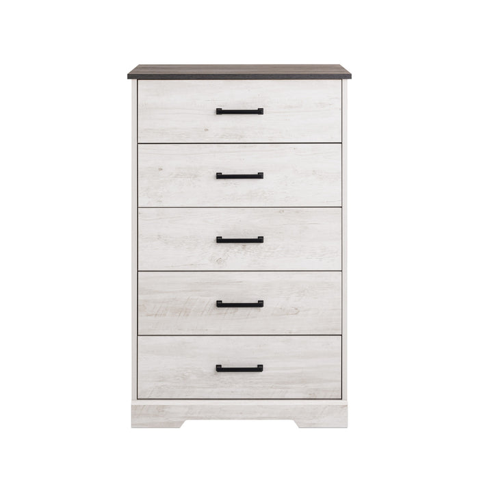 Commode verticale Rustic Ridge de Prepac de 27,5 po à 5 tiroirs - blanc délavé
