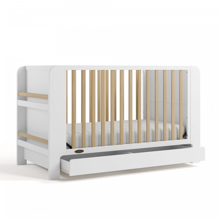 Graco Read with Me Convertible Lit de bebe avec tiroir - Blanc avec bois clair
