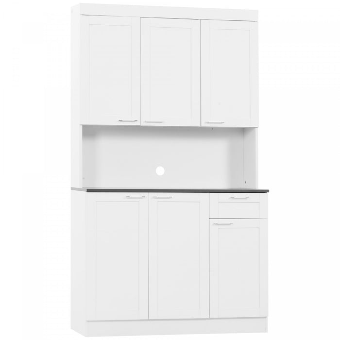 HOMCOM Armoire de rangement avec etagere reglable, tiroir, blanc
