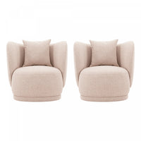  Fauteuil lounge moderne Siri en tissu, couleur ble - Lot de 2