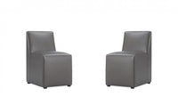 Chaise de salle a manger moderne en cuir vegetalien graphite Anna - Lot de 2