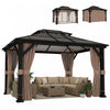 Outsunny Gazebo a toit rigide 3,6 x 2,95 m avec toit double en polycarbonate