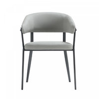 Chaise de salle a manger moderne en metal et tissu Belle, gris pierre