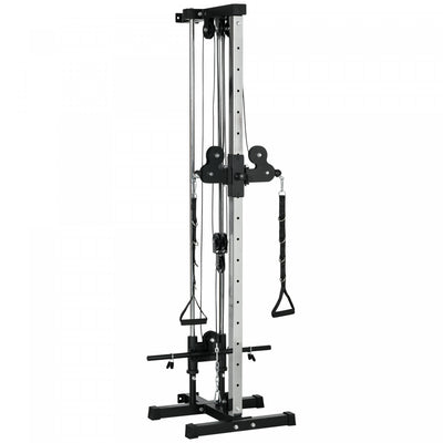 Soozier Wall Mount Cable Station With 15 Positions Adjustable Dual Pulleys|Soozier Station De Cable Murale Avec Poulies Doubles Reglables 15 Positions