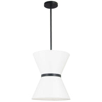 Luminaire suspendu Caterine de Dainolite de 12 po de diamètre, avec abat-jour blanc, anneau noir, fini noir mat et 1 ampoule