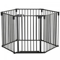 Pawhut Barriere De Securite Pour Animaux Domestiques, Parc A 6 Panneaux, Cheminee, Arbre De Noel, Cl