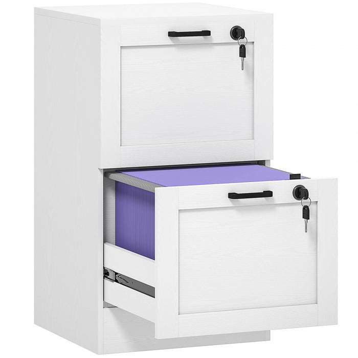 HOMCOM Classeur de bureau a 2 tiroirs, classeur vertical, blanc