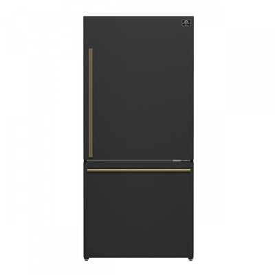 Forno Milano Espresso 31 Inch Bottom Freezer, Black, 17.2 cu.ft. - FFFFD1785-31BLK | Refrigerateur Milano Espresso de 31 po avec congelateur inferieur, noir, 17,2 pi³ – FFFFD1785-31BLK