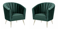  Fauteuil d’appoint moderne du milieu du siecle Rosemont en velours vert – Lot de 2