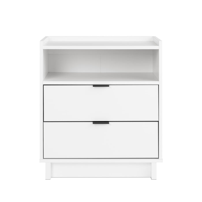 Table de nuit Simply Modern de Prepac de 23,75 po à 2 tiroirs - blanche