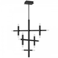 Lustre Acasia de Dainolite en acrylique givré qui diffuse la lumière, avec fini noir mat et ampoule de 42 W