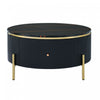 Table Basse Ronde Moderne Nelson De 31,5\" Avec 2 Tiroirs De Rangement, Noire
