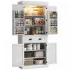 HOMCOM Armoire de cuisine avec etageres a epices et lumieres LED, blanc