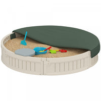 Outsunny Bac A Sable Exterieur Pour Enfants Avec Couvercle A Voile Oxford Impermeable, Doublure En T