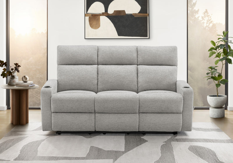 Petit Sofa Inclinable 3 Places, 70\"L, Fauteuil Inclinable Manual, Tissu Gris Clair