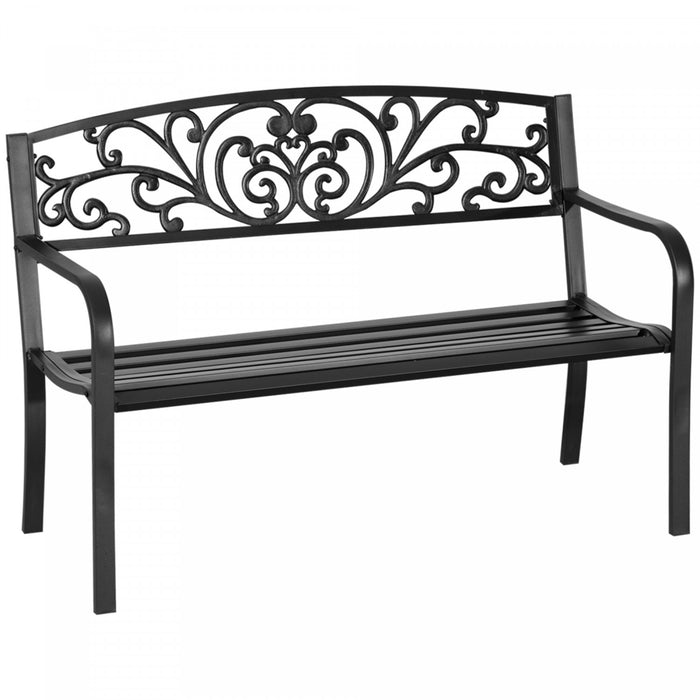 Banc De Jardin 2 Places Outsunny 50 Pour Cour, Pelouse, Patio, Noir