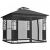 Outsunny Pavillon 10' X 10' Avec Etagere Et Filet, Protection Uv30+