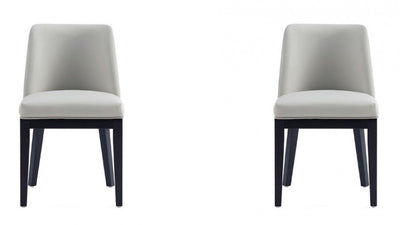 Manhattan Comfort Set of 2 Gansevoort Modern Faux Leather Dining Chairs - Stone Grey|Ensemble 2 chaises de salle à manger Giverny de Manhattan Comfort - gris pierre