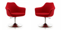 Fauteuil pivotant moderne Kinsey en melange de laine rouge - Lot de 2