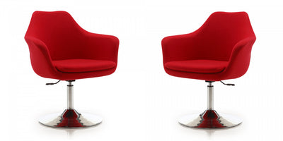 Kinsey Modern Wool Blend Swivel Lounge Chair in Red - Set of 2 Accent Chair | Fauteuil pivotant moderne Kinsey en melange de laine rouge - Lot de 2