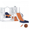 Qaba Ensemble de glissade et balancoire 6-en-1 avec panier de basketball, grimpeur, Orange