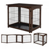 Pawhut Cage Decorative En Bois Pour Chien, Cage Pour Animaux De Compagnie, Table D'appoint Pour Petite Maison D'animaux Avec Plateau, Porte Verrouillable, Marron
