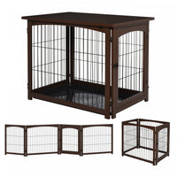 Pawhut Cage Decorative En Bois Pour Chien, Cage Pour Animaux De Compagnie, Table D'appoint Pour Peti