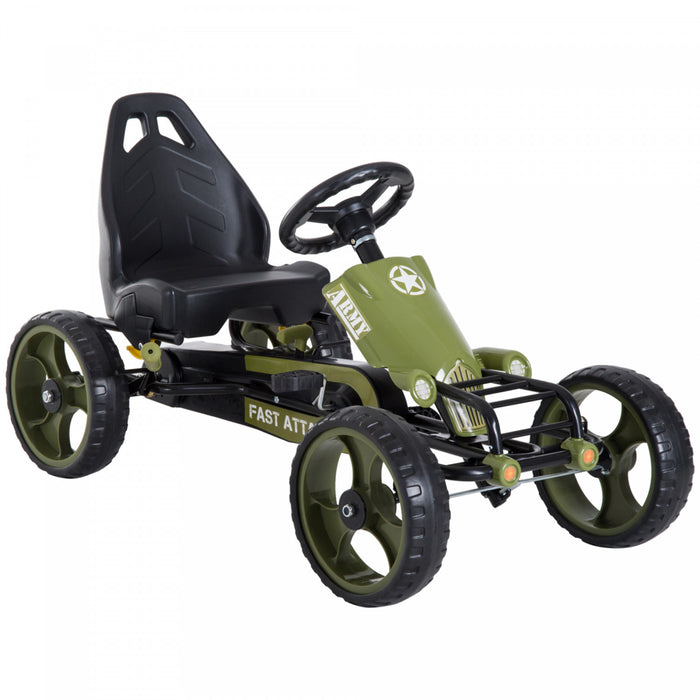 Aosom Kart A Pedales Pour Enfants, Jouet De Voiture Avec Siege Reglable, Pneus Eva, Frein A Main De Securite, Pour Garcons Et Filles Ages De 3 A 6 Ans, Vert
