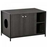 Pawhut Maison De Toilette Pour Chat Grand Espace De Rangement 2 Placards Avec 2 Compartiments Porte