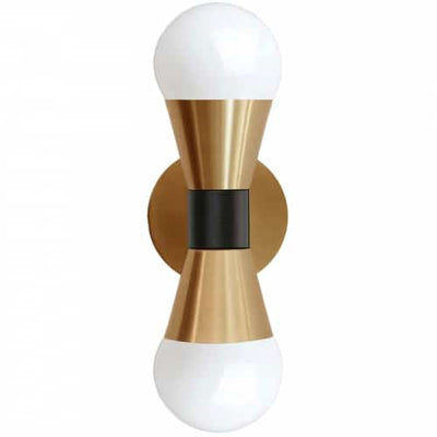 Dainolite Fortuna 2 Light Wall Sconce Aged Brass & Matte Black Lamp|Applique murale Fortuna de Dainolite avec fini laiton vieilli et noir mat, et 2 ampoules