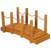 Outsunny 4 Ft Pont De Jardin En Bois De Sapin Avec Balustrades Cordes De Chanvre Orange