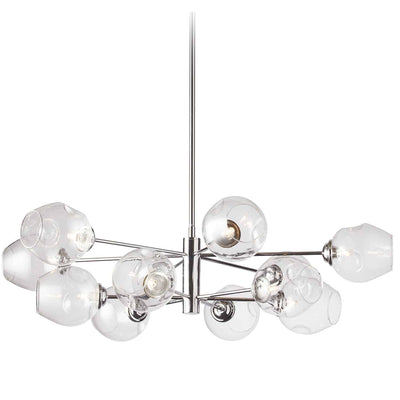 Dainolite Abii 12 Light Chandelier Polished Chrome Finish Clear Glass Lamp|Lustre Abii de Dainolite en verre transparent avec fini chromé poli et 12 ampoules