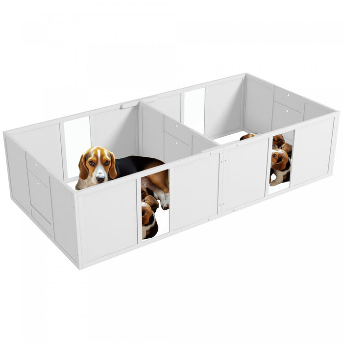 Pawhut Boite De Mise Bas Pour Chiens Et Chiots, Enclos De Mise Bas Pour Chien, Interieur Avec Portes Amovibles A Hauteur Reglable, Pour Chiens De Petite Taille, 77\" X 38\" X 19\"