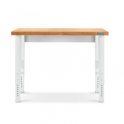 Gladiator 4' Adjustable Height Hardwood Workbench - Hammered White|Établi de 4 pi à hauteur réglable en bois franc de Gladiator - blanc martelé