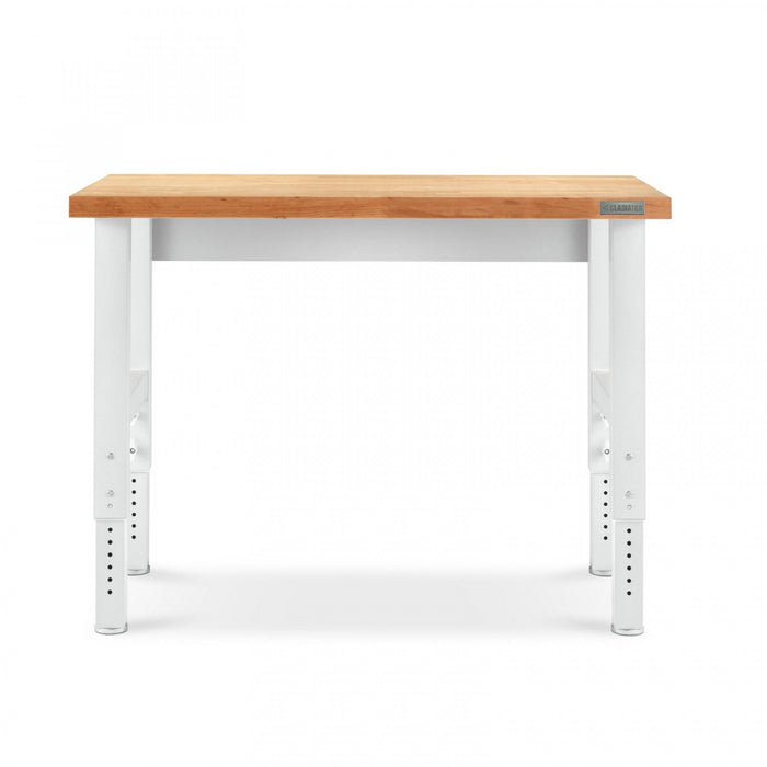 Établi de 4 pi à hauteur réglable en bois franc de Gladiator - blanc martelé