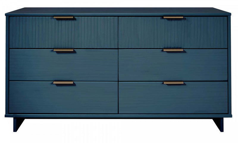 Commode Granville Modern 55\" en bleu minuit (6 tiroirs)