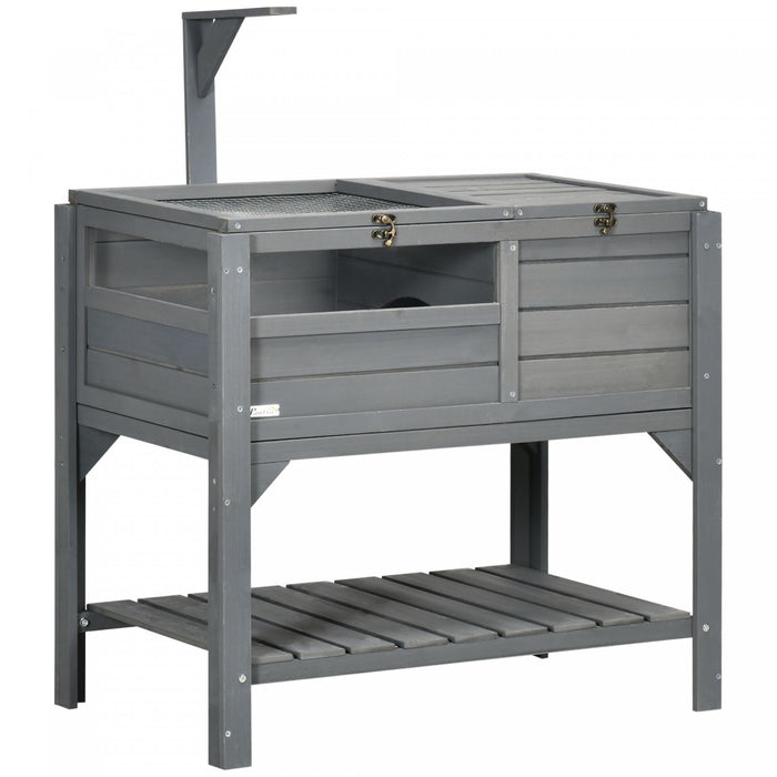 Pawhut Maison De Tortue En Bois Avec Etagere, Enclos Pour Tortues Pour Petits Animaux Avec Cadre De Support Leger, Cage A Reptiles Avec Plateau Pour Exterieur Et En Interieur, 33\" L X 20\" L X 41\" H