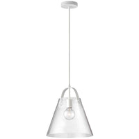 Luminaire suspendu moyen Polly de Dainolite en verre transparent, avec fini blanc mat et 1 ampoule