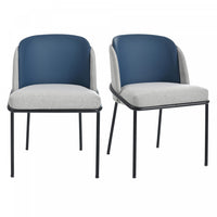  Olivia Ensemble de 2 chaises de salle a manger modernes avec pieds inclines et pieds reglables, bleu et gris