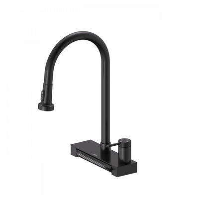 4 Function Pivoting Waterfall Pull-Down Kitchen Faucet with Power Wash, High Arc. Black-FCWRMBKD1 Laundry Combo | Robinet de cuisine cascade pivotant a 4 fonctions, mode de nettoyage puissant, grand col. Noir-FCWRMBKD1