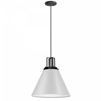Luminaire suspendu Sonus de Dainolite avec fini blanc mat, touches noir mat et 1 ampoule