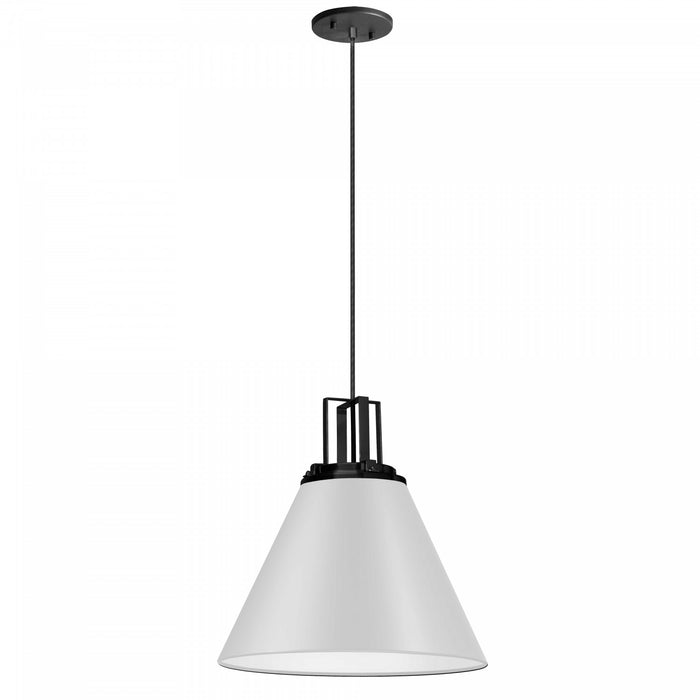 Luminaire suspendu Sonus de Dainolite avec fini blanc mat, touches noir mat et 1 ampoule