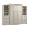 Grand lit escamotable Versatile de Bestar de 115 po (L) avec 2 organisateurs de garde-robe et tiroirs - blanc chêne lin