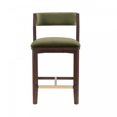 Patricia Modern Wood Upholstered Counter Stool in Turtle Green Bar Stool | Tabouret de comptoir moderne en bois Patricia avec revetement en tissu vert tortue